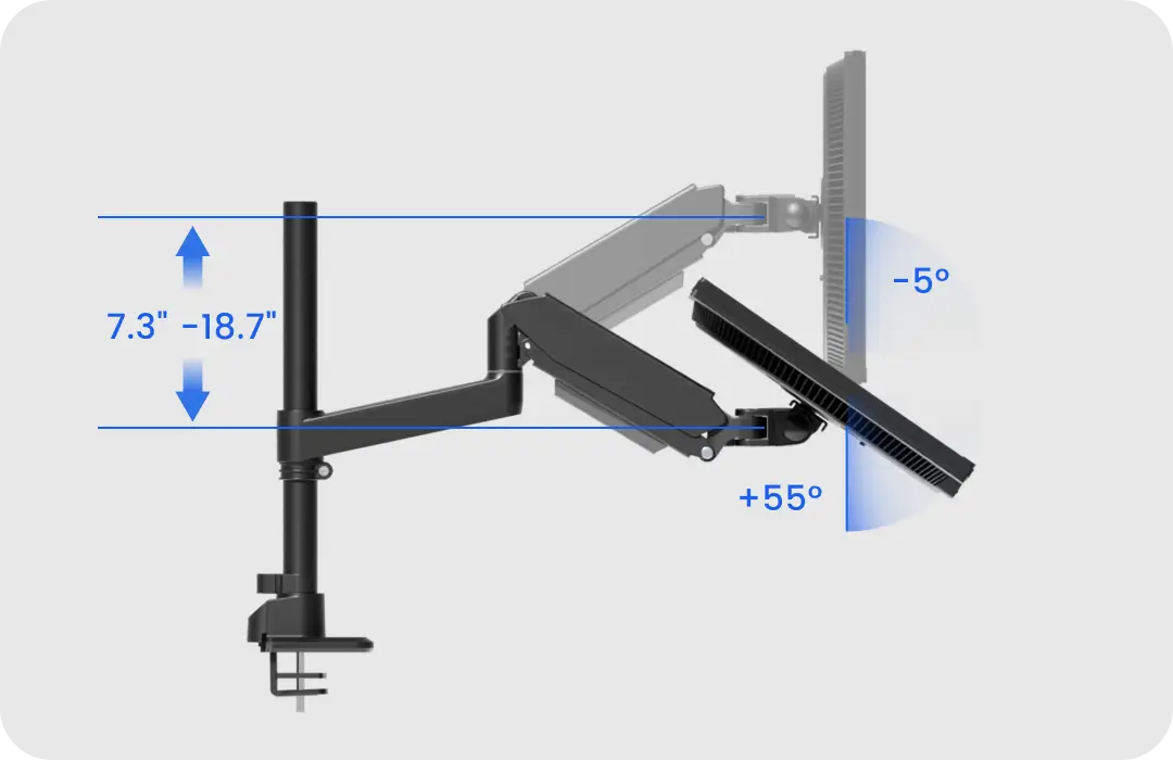 Tilt Range: +55° to -5°