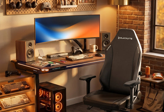Blacklyte ergonomic desk setup