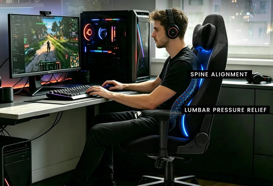 Blacklyte gaming chair with real lumbar support system