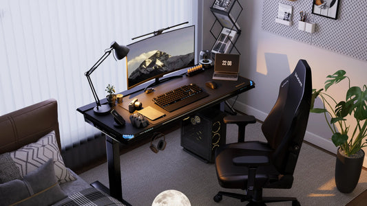 Electric standing desk for gaming setup and home office