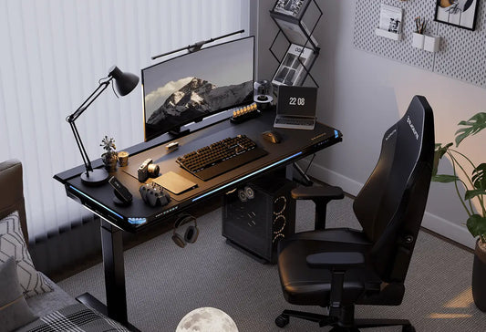 Electric standing desk for gaming setup and home office