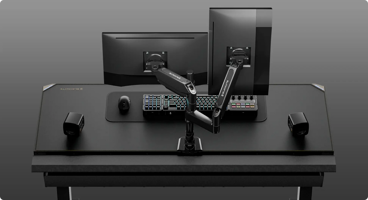 Blacklyte Atlas dual screen monitor mount for desk—Black
