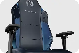 Blue liquid edition gaming chair with adjustable armrests