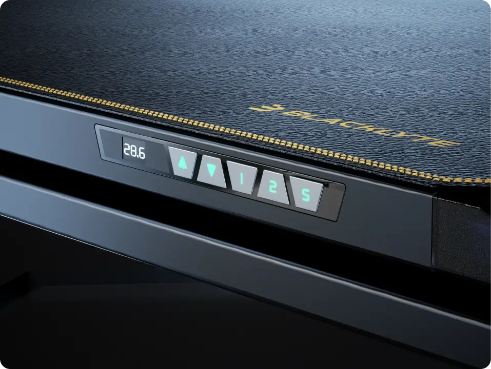 Electric RGB standing gaming desk with buttons