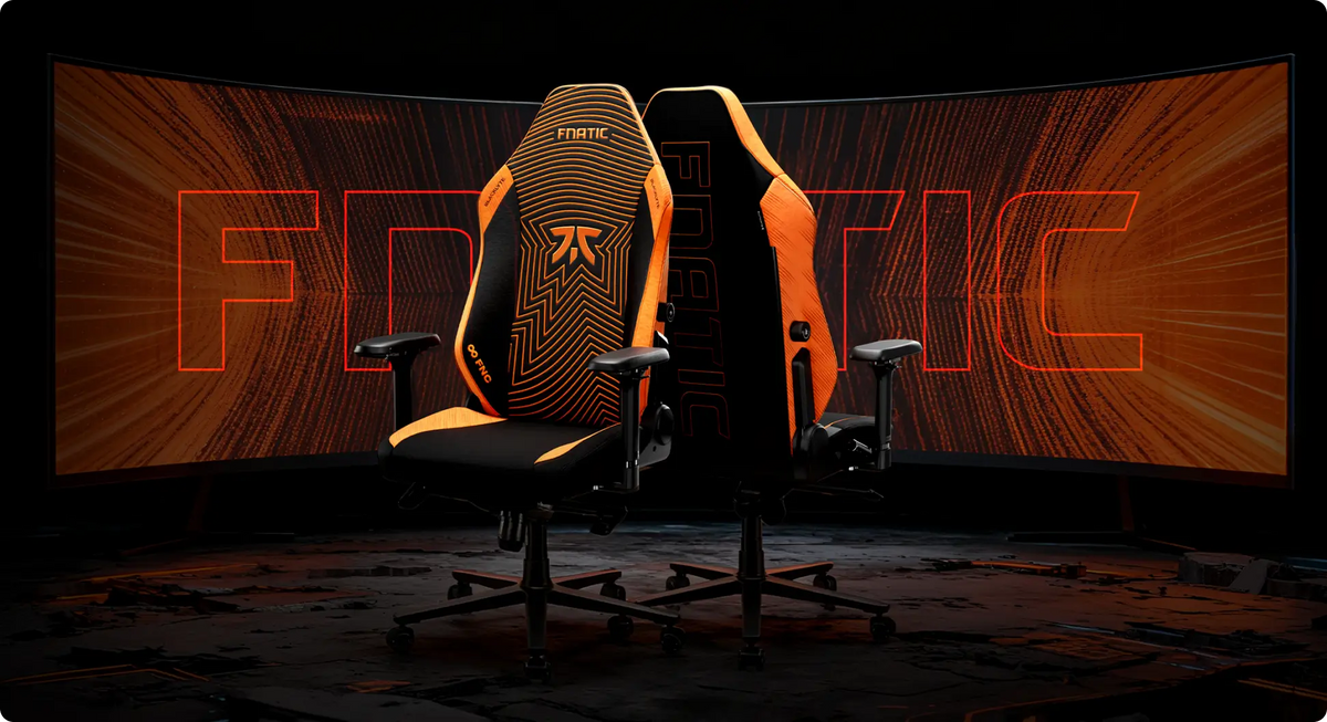 Fnatic gaming chair with lumbar support and reclining feature