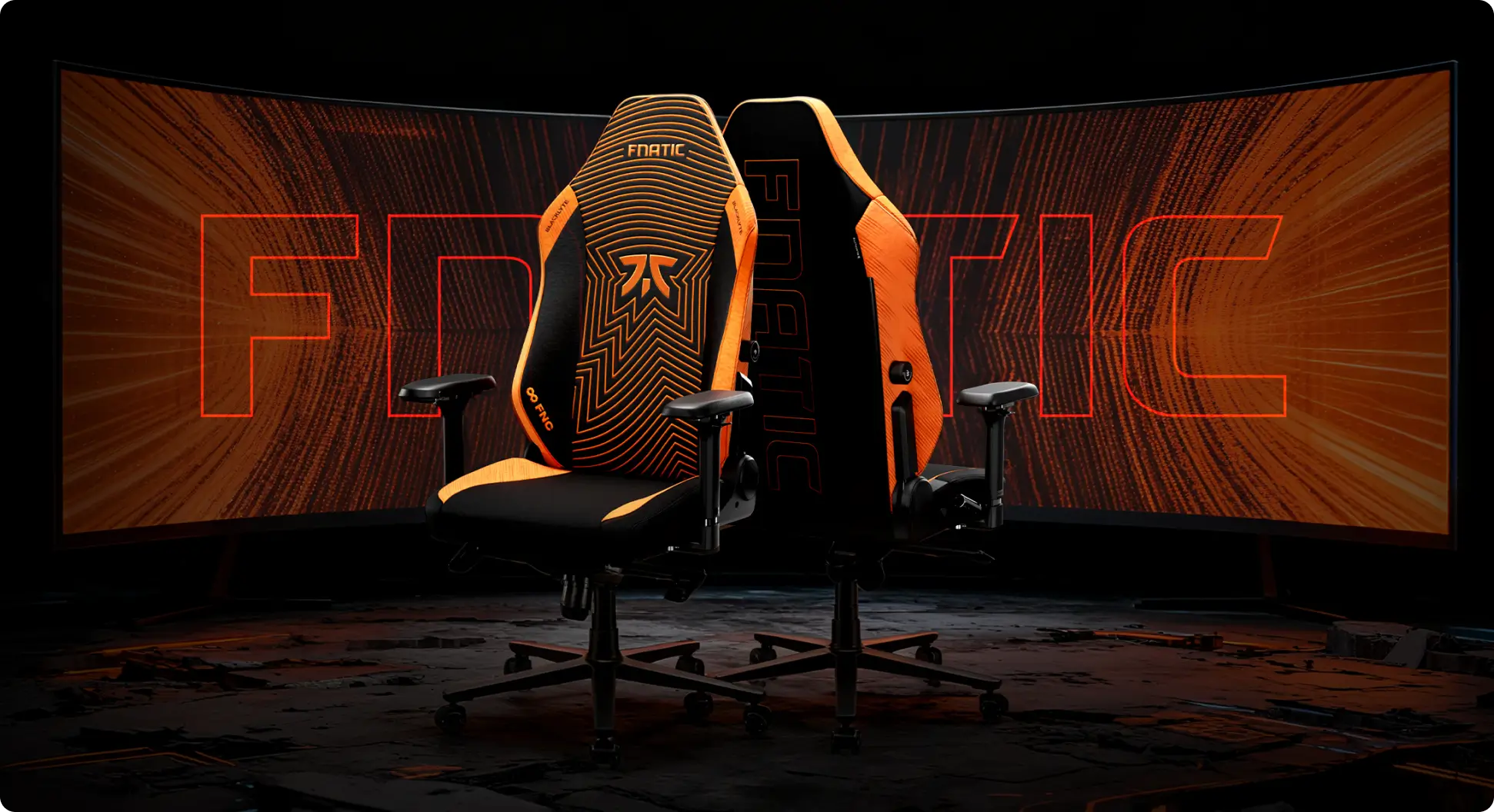 Fnatic gaming chair with lumbar support and reclining feature