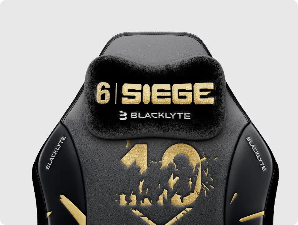 R6 10th Anniversary gaming chair with a magnetic head pillow