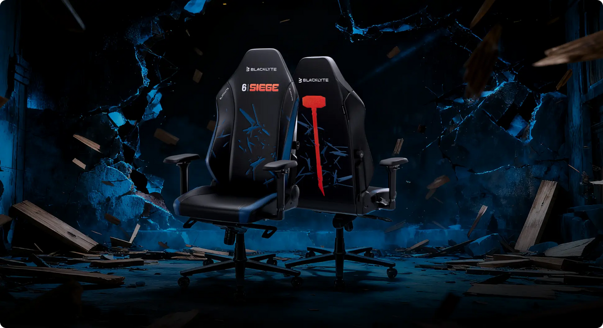 Ergonomic R6 Siege Edition gaming chair with adjustable armrests
