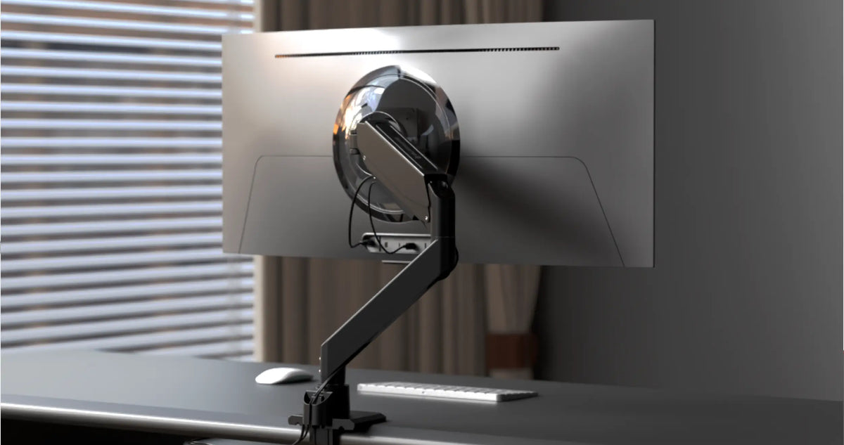 Atlas height-adjustable single-monitor arm desk mount with cable management